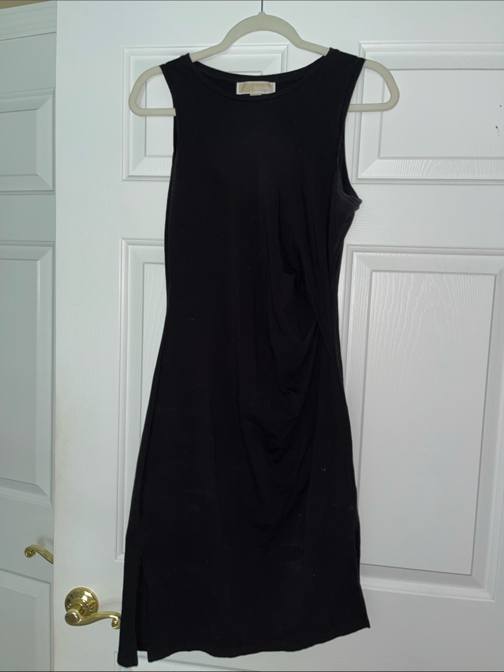 Michael Kors Black Sleeveless Midi Sheath Dress